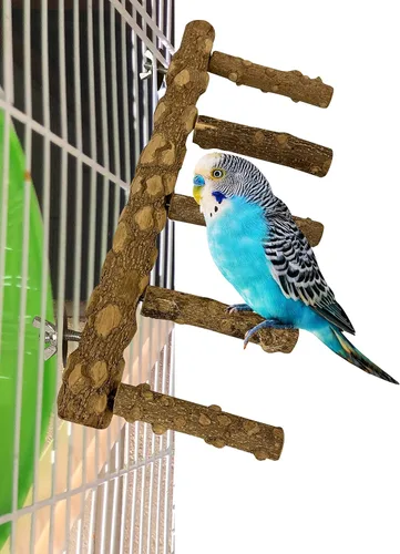 Miniatura 4 de SIMENA Perca de escalera para pájaros, soporte de loro de madera natural, juguete de escalada de hámster, escalera de jaula de pájaros para pájaros