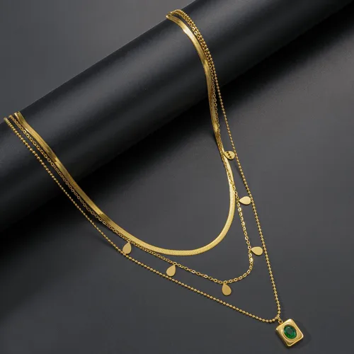 Miniatura 7 de Paxuan Juego de collar de cadena de eslabones en capas de oro de 14 quilates para mujer, gargantilla de cadena de oro, pulseras apilables