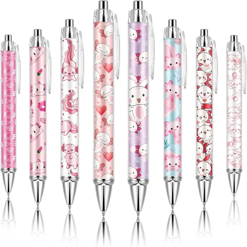 Ireer 8 bolígrafos de bola para mujeres 1.00 mm de tinta negra lindos y elegantes, bolígrafos de punta fina de escritura suave para estudiantes,