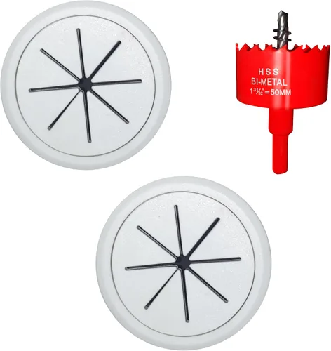 ROOWINTOO Kit de gestión de cables para TV, ocultador de cables de pared para TV, incluye 2 pases y accesorio para taladro de sierra de agujero