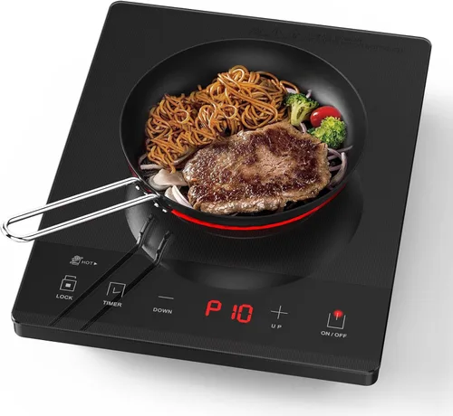 Placa de cocción eléctrica de quemador único portátil de cerámica para cocinar, olla de cocción infrarroja de estufa eléctrica ultradelgada,