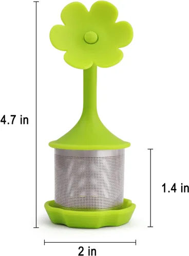 Miniatura 2 de Paquete de 2 filtros de silicona para té más empinados, infusores, filtros de malla fina para hojas de té, flores; morado o verde