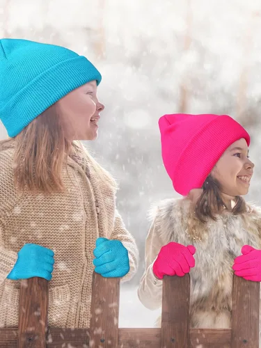 Miniatura 7 de Juego de 48 piezas de gorro y guantes de invierno para niños, paquete a granel, gorro de punto, unisex, paquete de guantes mágicos, regalo