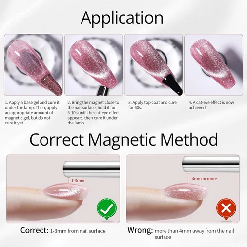 Miniatura 6 de UR SUGAR Crystal Cat - Esmalte de uñas de gel magnético para ojos, color gris, 0.5 onzas líquidas, esmalte de gel magnético iridiscente