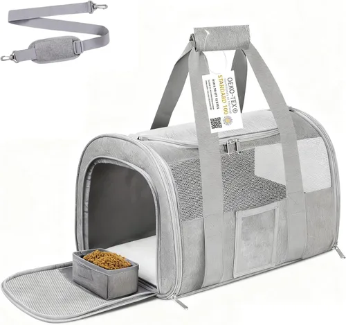 Miniatura 8 de Transportín para gatos y perros pequeños, gatitos, cachorros, transportín para mascotas para gatos pequeños y medianos de menos de 15 libras, Rojo