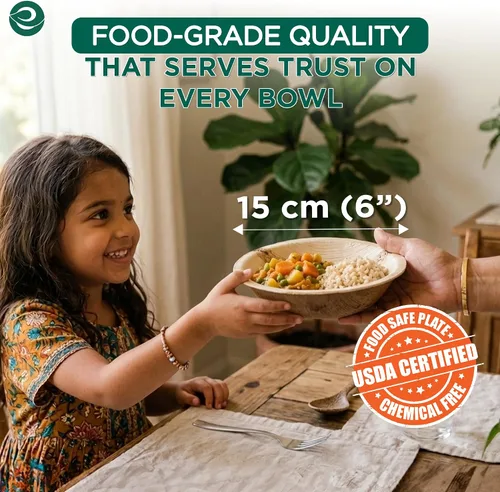 Miniatura 2 de ECO SOUL Cuencos desechables de hoja de palma como bambú, 16 onzas, redondo, paquete de 20 unidades, vajilla biodegradable y compostable para servir