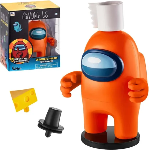 Miniatura 9 de Among Us White Crewmate Ink Stamper - Sombrero de émbolo de huevo, figura de 5 pulgadas, recuerdo de fiesta