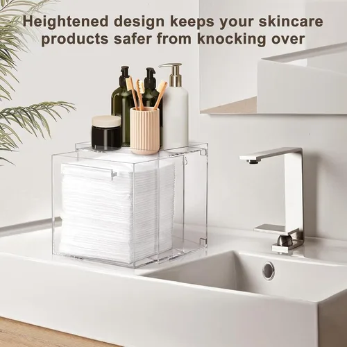 Miniatura 3 de Pilipane Caja de almacenamiento para toallas faciales, contenedor de acrílico para toallas faciales con cajón para tocador de baño