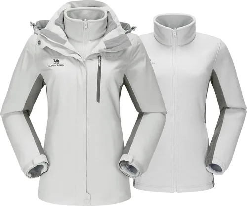 Miniatura 27 de CAMEL CROWN Chaqueta de esquí impermeable 3 en 1 para mujer, abrigo de invierno rompevientos, chaquetas de snowboard para lluvia, nieve, senderismo