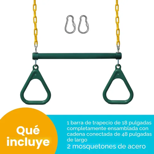 Miniatura 6 de Jungle Gym Kingdom Juegos de columpios para patio trasero, barras trepadoras y accesorios de columpios, el juego incluye barra de columpio de Verde