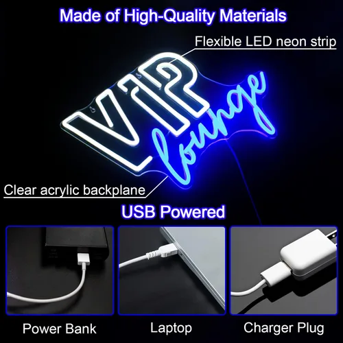 Miniatura 3 de Horseneon VIP Lounge - Letreros de neón para decoración de pared, letreros de luces de neón VIP para decoración de habitación, letrero de luz LED