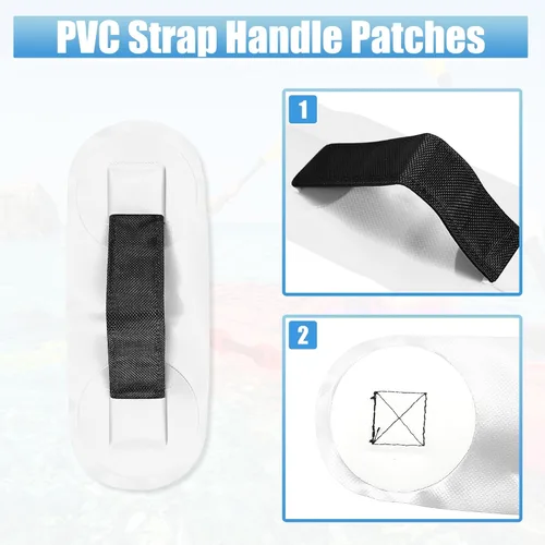 Miniatura 3 de X AUTOHAUX 2 parches universales de mango de correa de PVC para canoas bote balsa y tabla de surf Blanco