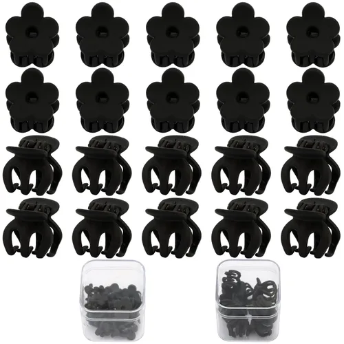 Miniatura 10 de SuPoo Pinzas pequeñas para el cabello, mini garras de flores, 20 piezas de accesorios para cola de caballo, garras de peinado de cabello de 1.1