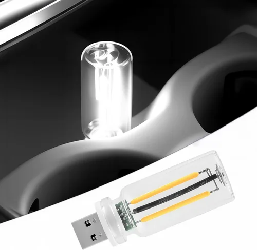 Miniatura 10 de Luz nocturna USB para automóvil, lámpara de filamento LED retro regulable táctil, mini luz ambiental USB para interior de vehículo, dormitorio