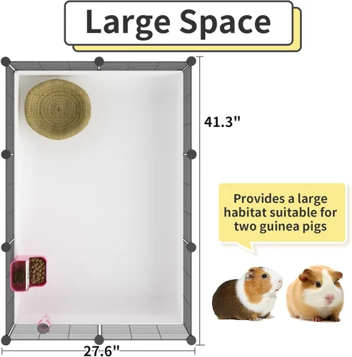 Miniatura 3 de Oneluck Jaula para Cobayas, Hábitat Interior con Fondo de Plástico Impermeable, Corral para Mascotas Pequeñas como Conejos, Tortugas, Hámsteres