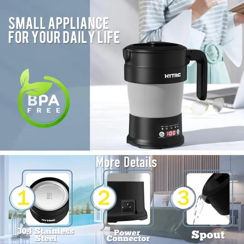 Miniatura 7 de HYTRIC Hervidor Eléctrico de Viaje, Hervidor Eléctrico Plegable Pequeño de 700ML Libre de BPA, Hervidor Portátil con Panel Multifuncional, Hervidor