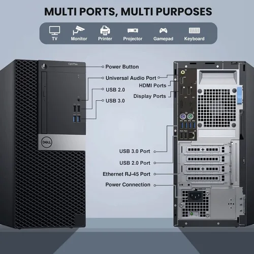 Miniatura 2 de Dell Torre PC de sobremesa – Procesador Intel Core i5-6500 de 6ª generación – 8 GB DDR4 RAM – 256 GB SSD – Teclado y mouse – Wi-Fi – Oficina, Hogar