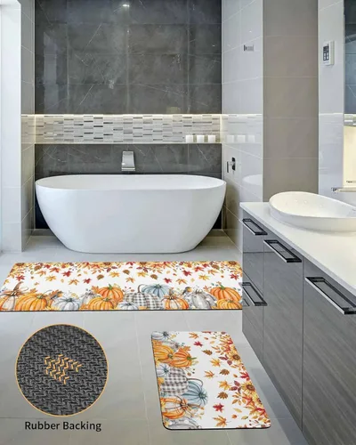 Miniatura 5 de Tapete de baño de otoño para bañera, antideslizante, de secado rápido y absorbente, de tierra de diatomeas, para fregadero de cocina, lavable