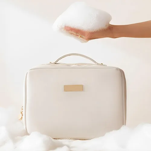 Miniatura 2 de Bolsa cosmética portátil de gran capacidad, Productos para el cuidado de la piel, Bolsa de almacenamiento de cepillo de maquillaje, Bolsa de Blanco