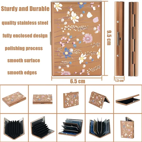 Miniatura 85 de BONSYL® Soporte para tarjetas de crédito, cartera delgada de metal con bloqueo RFID, con 6 ranuras para tarjetas, para mujeres y hombres.