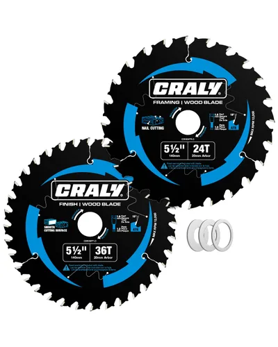 Miniatura 13 de CRALY - Hoja de sierra circular de 5-1/2 pulgadas, 36 dientes, acabado fino para corte de madera, eje de 5/8 pulgadas, punta de carburo, corte