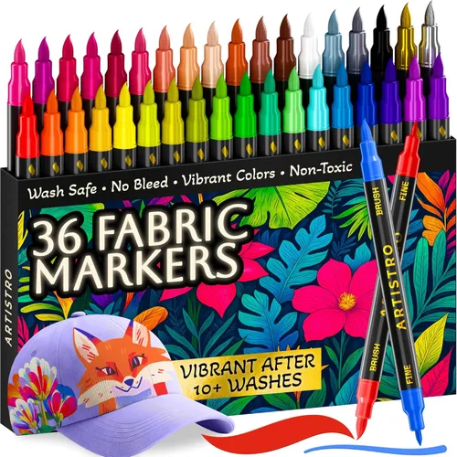 Miniatura 15 de ARTISTRO 5 marcadores de tela negros de doble punta – Kit de decoración de tela – Permanente para ropa – Bolígrafos de pintura acrílica para tenis