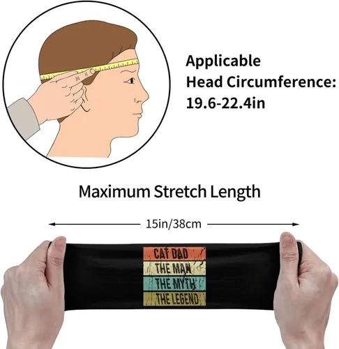 Miniatura 7 de Cat Dad The Man The Myth The Legend Headband for Men Women Sports Sweatband for Fitness Exercise Moisture Wicking Running Yoga Hairbands