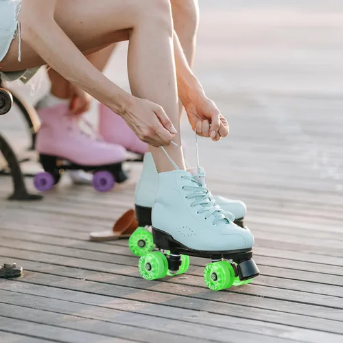 Miniatura 8 de 78A interior o al aire libre 2.559x1.378 in Quad ruedas de patines con rodamientos ABEC-9 8 PC Verde esmeralda