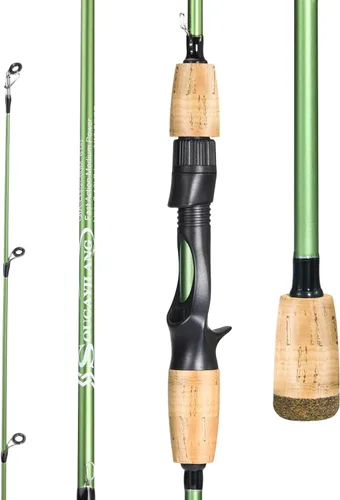 Sougayilang Cañas de pescar, caña giratoria de fibra de carbono de 24 toneladas y caña de fundición, guías de acero inoxidable, caña de cebo ligera,