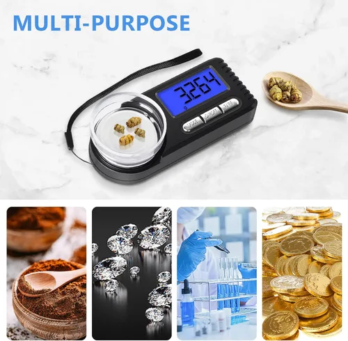 Miniatura 5 de THINKSCALE Báscula digital de miligramo 1.76 oz/0.00 oz, escala de mg para medicina en polvo con estuche portátil, escala de microgramos