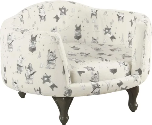 Miniatura 10 de HomePop Cama tapizada curvada para mascotas - Cama redonda de lujo para gatos y perros, muebles de terciopelo azul para mascotas