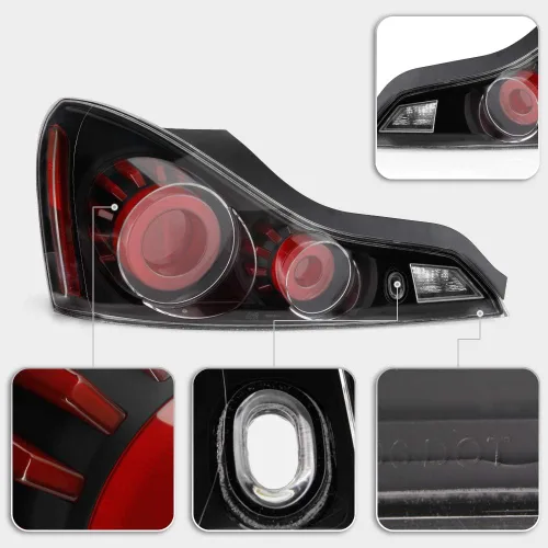 Miniatura 4 de ACANII - Para Infiniti G37 / Q60 Coupé 2008-2015, carcasa negra, tubo LED 3D, luces traseras, montaje de lámparas de freno izquierda y derecha