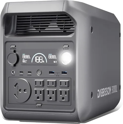 Miniatura 17 de DABBSSON - Estación de energía portátil de 2048 Wh, LiFePO4 semi-sólido seguro, potencia de aumento de 3300 W, salida de CA de 2200 W ×6, 41 lb