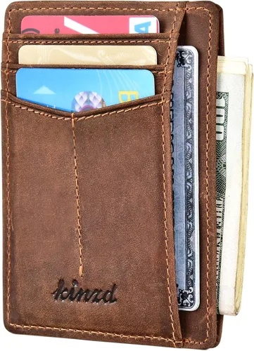 Miniatura 6 de Kinzd Cartera minimalista delgada con bolsillo frontal RFID para hombre
