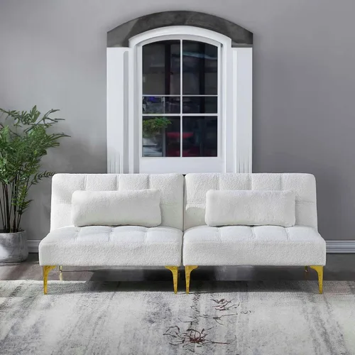 Sofá cama convertible, sofá cama moderno con respaldo ajustable, patas de metal, sofá biplaza tapizado plegable, sofá seccional, asiento de espuma