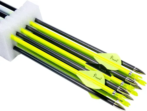 Miniatura 6 de Archery Carbon Arrow 28 29 30 inch 300 340 350 400 Spine Practice Hunting Arrows for Compound Recurve Bow 12PCS Amarillo