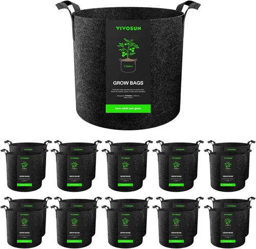 Miniatura 8 de VIVOSUN Paquete de 10 bolsas de cultivo de 7 galones, macetas de tela reforzadas para jardinería, color negro
