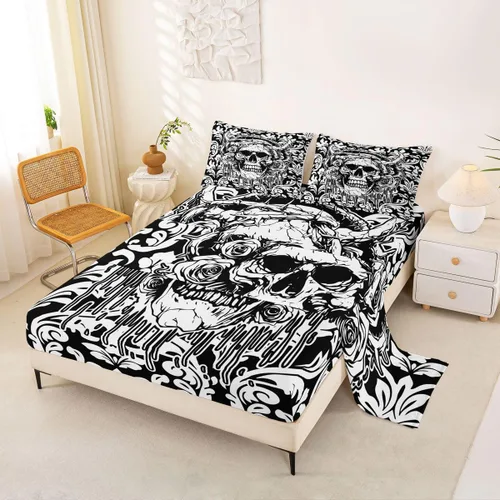 Miniatura 36 de Juego de sábanas de camping Happy Camping para niños Queen 4 piezas, juego de ropa de cama de autocaravana, juego de sábanas de accesorios de coche