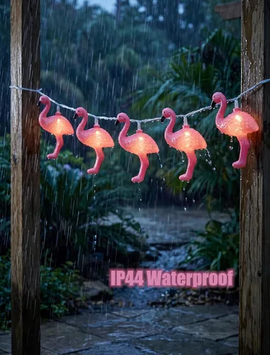 Miniatura 4 de Guirnalda de luces de flamenco rosa con temática de verano, 8.5 pies, luces de decoración de flamencos tropicales de playa para interiores