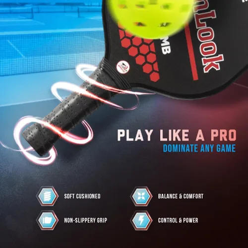 Miniatura 5 de JPWinLook - Juego de palas de pickleball de alta calidad, paleta de pickleball de fibra de carbono de grafito, paletas de pickleball aprobadas por