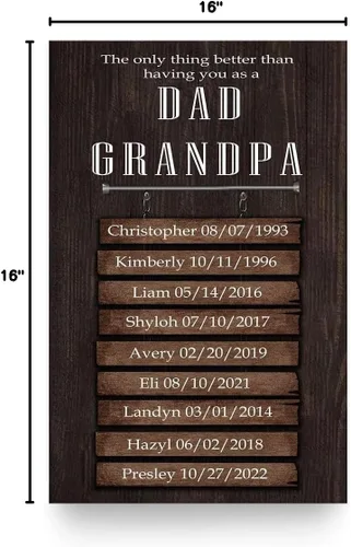 Miniatura 7 de Orgulloso papá y abuelo, regalo para padres personalizado con nombre, regalo del día del padre para papá, lienzo para papá, regalo para papá regalos