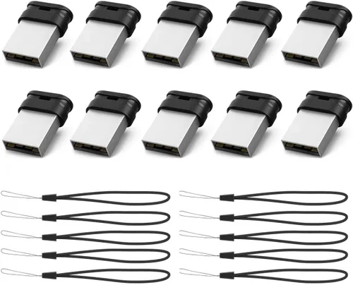 Miniatura 15 de RAOYI Paquete de 5 unidades de 16GB USB 3.0, unidad flash USB mini ultra delgada con cordón - Negro
