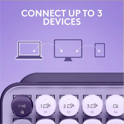Miniatura 8 de Logitech POP Keys - Teclado mecánico inalámbrico con teclas Emoji personalizables, diseño compacto duradero, conectividad Bluetooth o USB, Cosmos