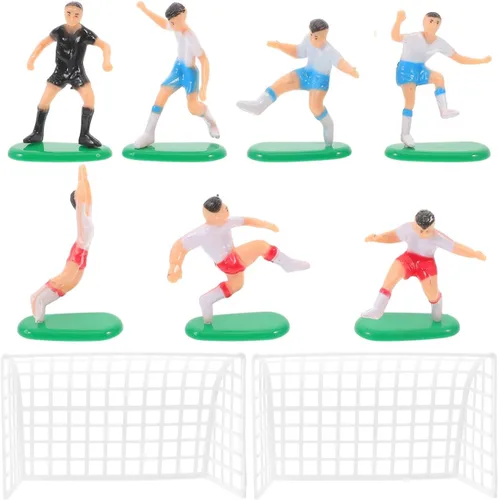 YARNOW Decoración de pastel temático de juego de fútbol, 18 piezas, adornos de pastel de mini jugador de fútbol, adorno de postre de cumpleaños,