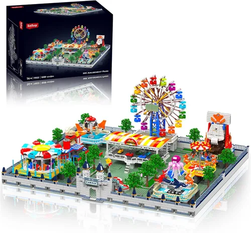 Miniatura 11 de Sosuy Juego de Construcción de Carrusel, Modelo de Tiovivo Motorizado Eléctrico, Juguete de Parque de Atracciones para Niños, Niñas y Adolescentes