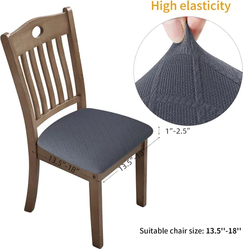 Miniatura 3 de Fuloon Fundas Elásticas para Asientos de Silla 6 PCS, Fundas para Sillas de Comedor Extraíbles y Lavables Anti-Polvo Fundas para Cojines de Asientos
