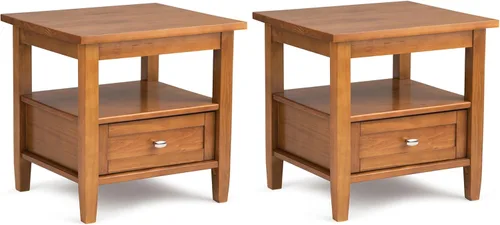 Miniatura 30 de SIMPLIHOME Warm Shaker - Mesa auxiliar de madera maciza de 20 pulgadas de ancho x 20 pulgadas de alto, color marrón carbón envejecido, mesa