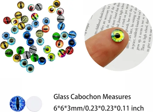Miniatura 2 de Julie Wang 100 cabujones de cristal de ojo de dragón de 0.236 pulgadas, para escultura de artista, manualidades de fantasía, fabricación de joyas