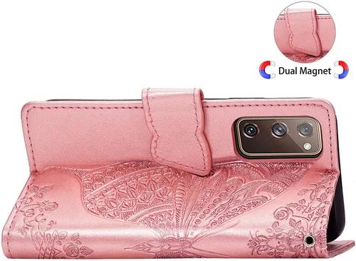 Miniatura 3 de Funda tipo cartera para Samsung Galaxy S20 FE (5G), diseño de flor de mariposa en relieve, piel sintética de alta calidad, función atril, ranuras