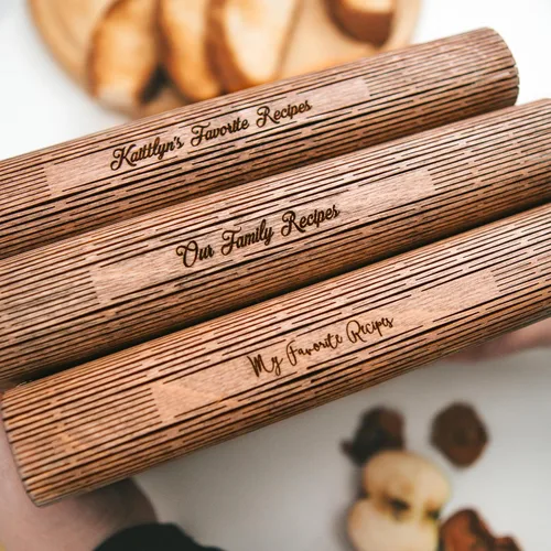 Miniatura 5 de ENJOY THE WOOD Carpeta de Libro de Recetas Personalizada - Diario de Libro de Cocina Familiar de Madera en Blanco para Escribir Tus Propias Recetas